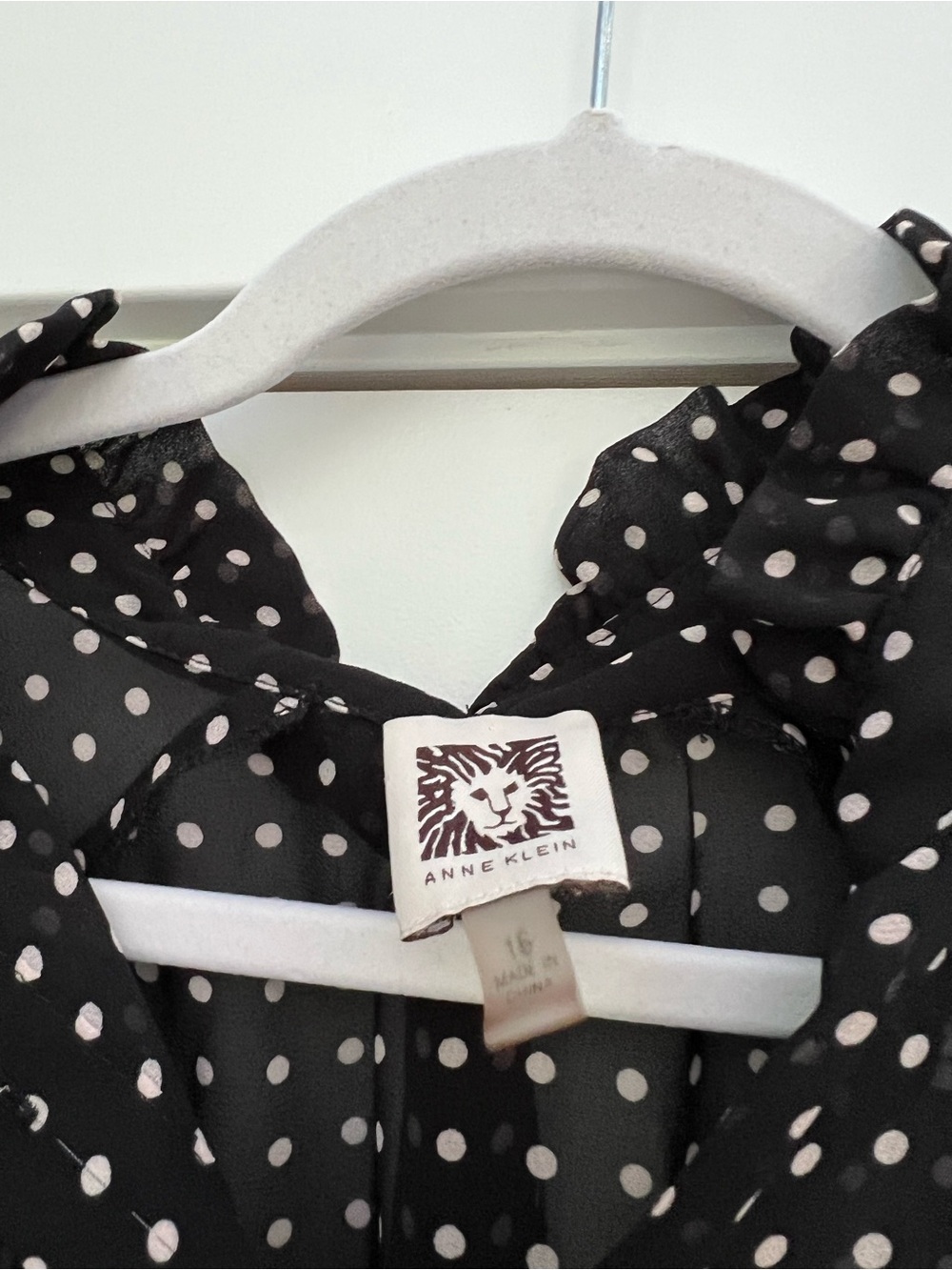 Ann Klein Polka Dot Long Sleeve Midi Dress - Black/White size 16 - Picture 3 of 12